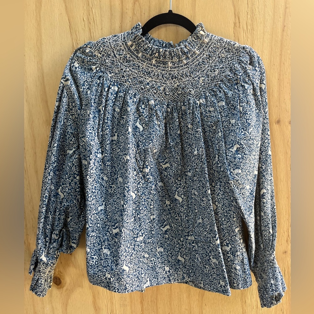 Doen Blue Bunny Patterned Blouse S